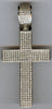 LARGE .88CT DIAMOND 14KT WHITE GOLD 3D MULTI ROW CLASSIC CROSS FLOATING PENDANT