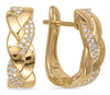 WIDE .15CT DIAMOND 14KT YELLOW GOLD CRISS CROSS WOVEN LEVERBACK HANGING EARRINGS