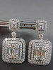 LARGE 3.41CT DIAMOND 18KT WHITE GOLD ROUND & BAGUETTE DOUBLE HALO STUD EARRINGS