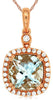 2.08CT DIAMOND & AAA AQUAMARINE 14KT ROSE GOLD 3D CUSHION & ROUND HALO PENDANT