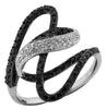 ESTATE .65CT WHITE & BLACK DIAMOND 14KT WHITE GOLD ZIG ZAG INTERTWINING FUN RING