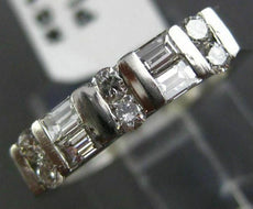 ANTIQUE .52CT ROUND & BAGUETTE DIAMOND PLATINUM 3D WEDDING ANNIVERSARY RING #816