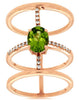 LARGE 2.18CT DIAMOND & AAA PERIDOT 14KT ROSE GOLD 3D OVAL & ROUND 3 ROW FUN RING