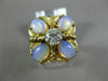 ESTATE WIDE .14CT DIAMOND & AAA OPAL 14K YELLOW GOLD 3D MATTE SHINY 5 STONE RING