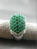 ESTATE LARGE 3.65CT DIAMOND & EMERALD 14K WHITE GOLD MULTI ROW FILIGREE FUN RING