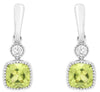 .35CT DIAMOND & AAA PERIDOT 14KT WHITE GOLD 3D CUSHION & ROUND FILIGREE EARRINGS