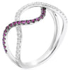 ESTATE .55CT DIAMOND & AAA RUBY 14K WHITE GOLD 3D CRISS CROSS INFINITY LOVE RING