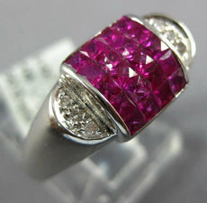 1.65CT DIAMOND & AAA RUBY 18KT WHITE GOLD 3D ROUND & PRINCESS SQUARE MENS RING
