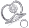 ESTATE LARGE .86CT DIAMOND 14KT WHITE GOLD 3D CLASSIC FLOWER LOVE KNOT RING