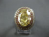 EXTRA LARGE GIA 7.65CT WHITE PINK & FANCY YELLOW DIAMOND 18K 2 TONE GOLD 3D RING