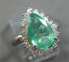 ESTATE LARGE 2.10CT DIAMOND & AAA COLOMBIAN EMERALD PLATINUM ENGAGEMENT RING
