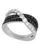 ESTATE 1.13CT WHITE & BLACK DIAMOND 18KT WHITE GOLD 3D CRISS CROSS INFINITY RING