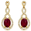 2.22CT DIAMOND & AAA RUBY 14K YELLOW GOLD OVAL & ROUND INFINITY HANGING EARRINGS