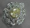 ESTATE 1.91CT WHITE & FANCY YELLOW DIAMOND 14K 2TONE GOLD FLOWER ENGAGEMENT RING