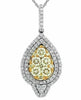 ESTATE 1.54CT WHITE & FANCY YELLOW DIAMOND 14K WHITE GOLD TEAR DROP HALO PENDANT