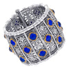 EXTRA LARGE AAA LAPIS 18KT YELLOW GOLD & 925 SILVER HANDCRAFTED BANGLE BRACELET