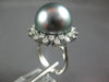 EXTRA LARGE .98CT DIAMOND & AAA TAHITIAN PEARL 18KT WHITE GOLD FLOWER LOVE RING