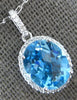 3.07CT DIAMOND & AAA BLUE TOPAZ 14KT WHITE GOLD 3D CLASSIC OVAL & ROUND PENDANT