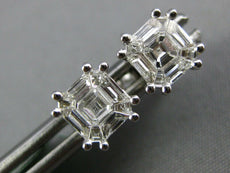 ESTATE .49CT DIAMOND 18KT WHITE GOLD 3D BAGUETTE OCTAGON INVISIBLE STUD EARRINGS