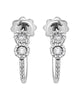 ESTATE .40CT DIAMOND 18KT WHITE GOLD CLASSIC DOUBLE FLOWER HOOP HANGING EARRINGS