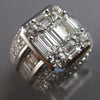 EXTRA LARGE 4.37CT DIAMOND 18KT WHITE GOLD ROUND & BAGUETTE SQUARE UNISEX RING