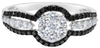 .71CT WHITE & BLACK DIAMOND 14KT WHITE GOLD 3D FLOWER HALO FRIENDSHIP LOVE RING