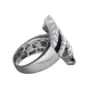 LARGE 4.01CT DIAMOND & AAA SAPPHIRE 18K WHITE GOLD 3D ROUND & BAGUETTE LOVE RING