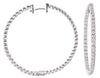 ESTATE 3.0CT DIAMOND 14KT WHITE GOLD 3D INSIDE OUT ROUND HOOP HANGING EARRINGS