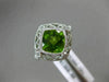 WIDE 2.34CT DIAMOND & AAA PERIDOT 14K WHITE GOLD SQUARE FILIGREE ETOILE FUN RING