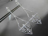 ANTIQUE LARGE .86CT DIAMOND 14K WHITE GOLD 3D FILIGREE MILGRAIN HANGING EARRINGS