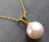 ESTATE AAA PINK SOUTH SEA PEARL 14KT YELLOW GOLD 3D SOLITARE FLOATING PENDANT