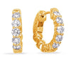.49CT DIAMOND 14K YELLOW GOLD 3D ROUND SHARED PRONG HUGGIE HOOP HANGING EARRINGS