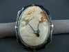ANTIQUE LARGE DIAMOND FILIGREE BLUE ENAMEL LADY CAMEO 14KT WHITE PENDANT #22634