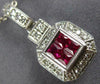 ESTATE .75CT DIAMOND & AAA RUBY 18KT WHITE GOLD 3D FILIGREE SQUARE PENDANT #2666