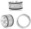 WIDE 2.09CT WHITE & BLACK DIAMOND 18KT WHITE GOLD ROUND & BAGUETTE ETERNITY RING