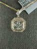 ESTATE LARGE .74CT DIAMOND 18K ROSE GOLD 3D SQUARE OCTAGON CLUSTER HALO PENDANT
