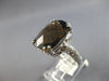 EXTRA LARGE 9.57CT DIAMOND & AAA SMOKY TOPAZ 14K WHITE GOLD CUSHION & ROUND RING