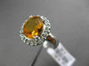 ESTATE LARGE 2.48CT DIAMOND & AAA EXTRA FACET CITRINE 14KT WHITE GOLD HALO RING