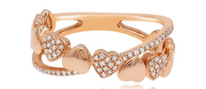 ESTATE .20CT DIAMOND 14K ROSE GOLD 3D MULTI HEART CRISS CROSS INFINITY LOVE RING