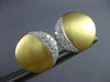 LARGE 1.5CT DIAMOND 18KT 2 TONE GOLD MATTE & SHINY CIRCULAR MOON EARRINGS #27693