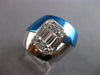 EXTRA LARGE .93CT DIAMOND & BLUE ENAMEL 18KT WHITE GOLD CLUSTER UNISEX FUN RING