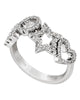 ESTATE .23CT DIAMOND 18KT WHITE GOLD CIRCLE OF LIFE STAR DOUBLE HEART LOVE RING
