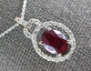 1.59CT DIAMOND & AAA RUBY 14KT WHITE GOLD OVAL & ROUND LOVE KNOT PENDANT #27261