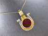 ANTIQUE LARGE DIAMOND & AAA SAPPHIRE 18K 2 TONE GOLD 3D CORNELIAN PENDANT 28157