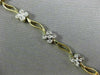 ANTIQUE 1.10CT DIAMOND 18KT WHITE & YELLOW GOLD 3D DAISY FLOWER BRACELET #1688