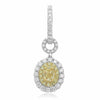 ESTATE 3.08CT WHITE & FANCY YELLOW DIAMOND 18K 2 TONE GOLD OVAL HANGING EARRINGS