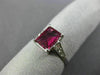 WIDE 1.29CT DIAMOND & AAA RUBY 18KT WHITE GOLD EMERALD CUT SOLITAIRE RING #27636