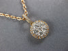 ESTATE .45CT DIAMOND 18KT ROSE GOLD 3D CLASSIC CLUSTER FLOWER HALO FUN PENDANT