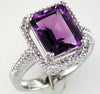 4.45CT DIAMOND & AAA AMETHYST 14KT WHITE GOLD EMERALD CUT & ROUND HEXAGON RING