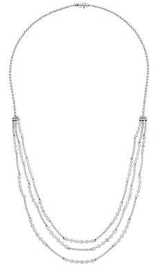 9.75CT DIAMOND 18KT WHITE GOLD 3D 3 ROW BAR BY THE YARD ETERNITY TENNIS NECKLACE